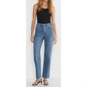 Aritzia Denim Forum Arlo High Rise Straight Leg Button Fly Denim Jeans Size 25